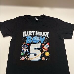 Black Birthday Boy Space Theme T-Shirt